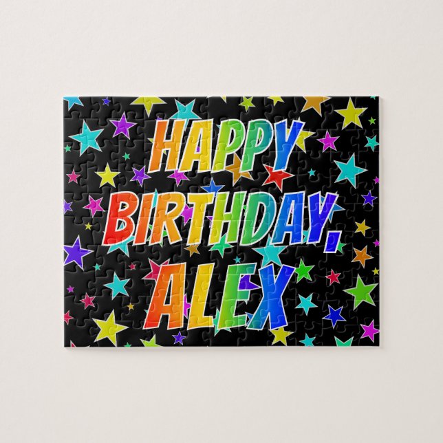 "ALEX" First Name, Fun "HAPPY BIRTHDAY" Jigsaw Puzzle (Horizontal)