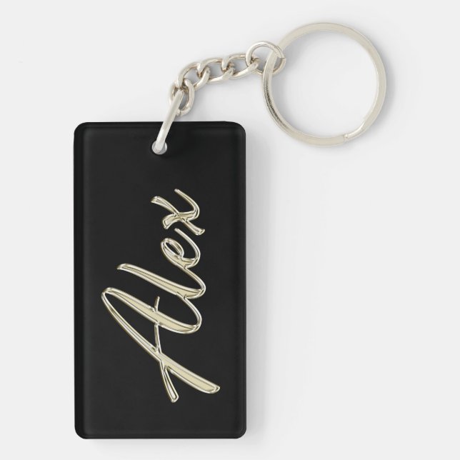 Alex Name white gold keychain pendant (Back)