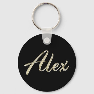 Alex Name whitegold Button Schlüsselanhänger Key Ring