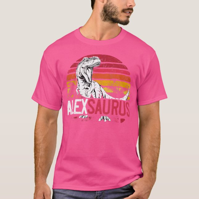 Alex Saurus Funny Personalised Dinosaur T Rex Name T-Shirt (Front)