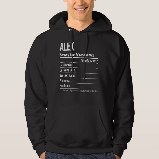 Alex Serving Size Nutrition Label Calories Hoodie (Front)