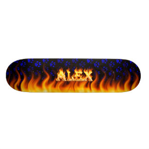 Alex skateboard fire and flames design.