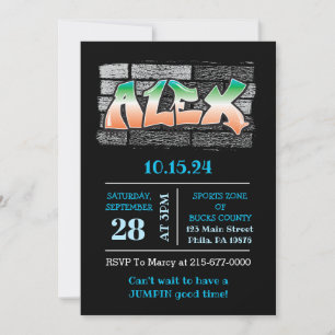 ALEX Your Name Graffiti Brick Wall Paint Splatter Invitation