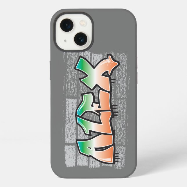 ALEX Your Name Graffiti Brick Wall Paint Splatter iPhone Case (Back)