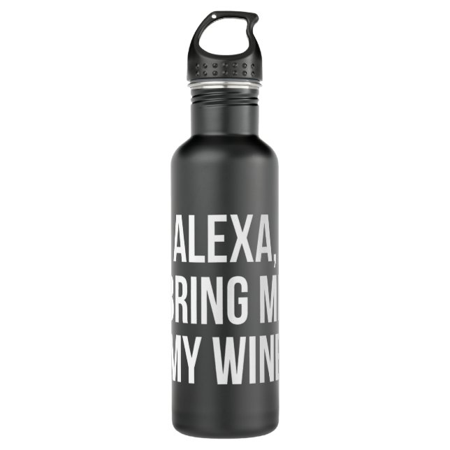 Alexa, Bring Me My Wine short-sleeve  710 Ml Water Bottle (Front)