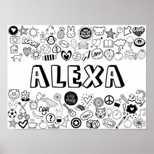 'ALEXA' Colour-it-Yourself Outline Design Poster