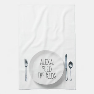 Alexa Command Humor on White Tea Towel