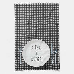 Alexa Command humour for doing dishes Tea Towel