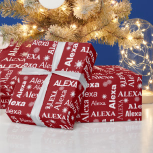Alexa Custom Name With Snowflakes Wrapping Paper