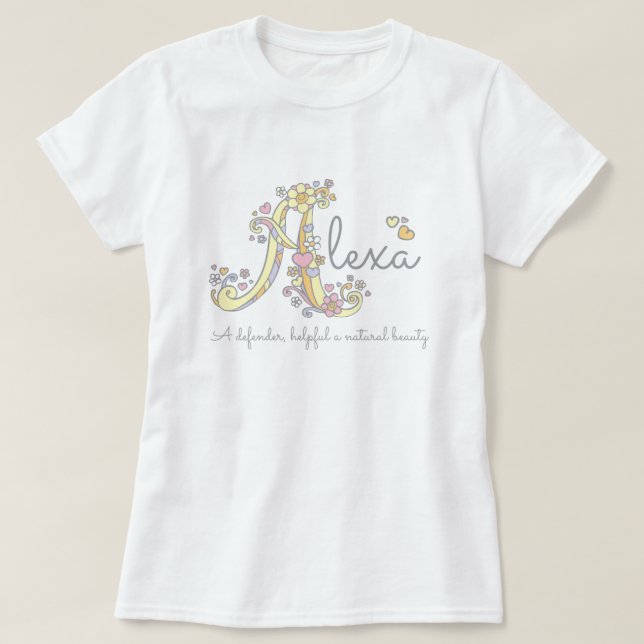 Alexa girls name meaning monogram ladies t T-Shirt (Design Front)