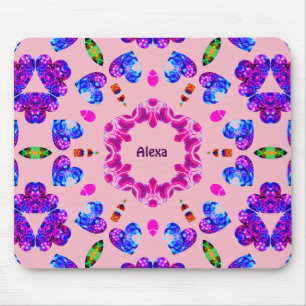 ALEXA ~ Glittering Heart Pattern ~ Personalised ~ Mouse Mat