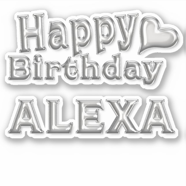 Alexa Happy Birthday silver Sticker (Front)