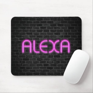 ALEXA In Pink Neon Lights Mouse Mat