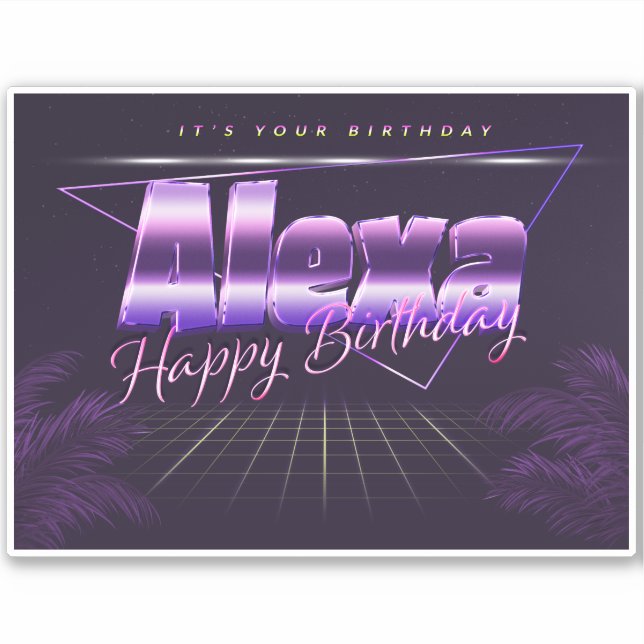 Alexa Name First name lila retro Sticker Birthday (Front)