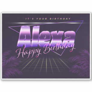 Alexa Name Vorname lila retro Sticker Geburtstag