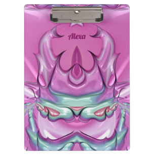 ALEXA ~WOW! STRANGE! Pink Grey White and Cerise Clipboard