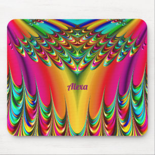 ALEXA ~ Zany Hot Yellow, Blue, Green and Pink  Mouse Mat