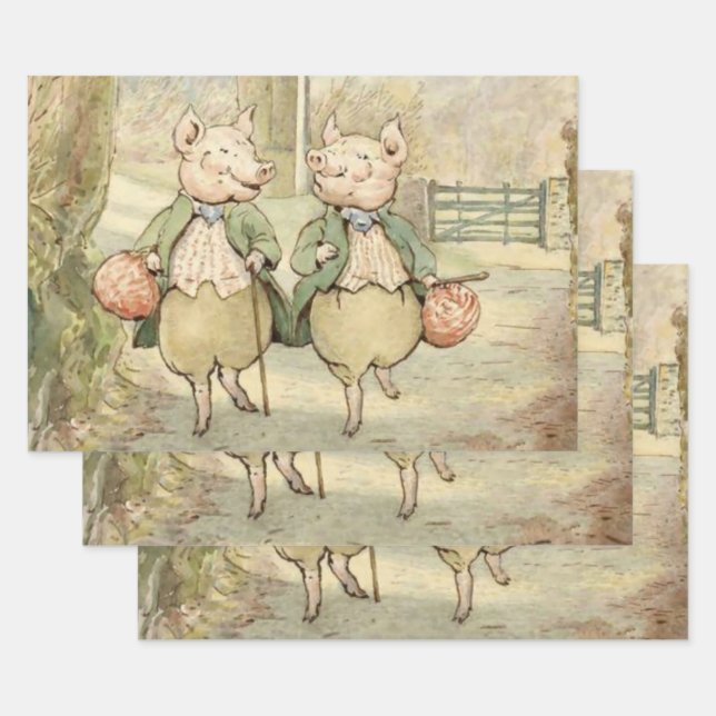 Alexander and Pigling Bland by Beatrix Potter Wrapping Paper Sheet (Set)