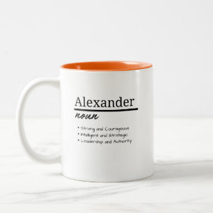 Alexander, Boy Personalised Name Definition Two-Tone Coffee Mug
