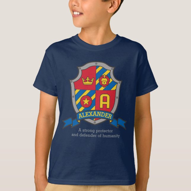 Alexander boys name & meaning knights shield T-Shirt (Front)