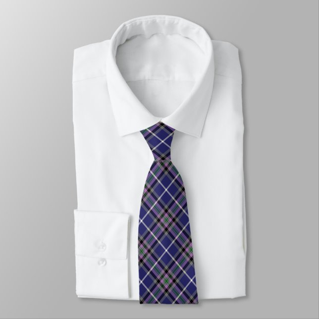 Alexander Clan Tartan Blue Plaid Tie (Tied)