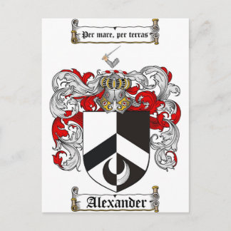 Alexander Coat of Arms / Alexander Family Crest Postcard