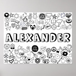 'ALEXANDER' Colour-it-Yourself Outline Design Poster