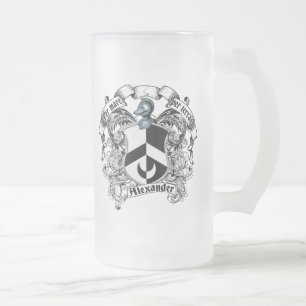 Alexander Family Crest Frosted Glass Beer Mug