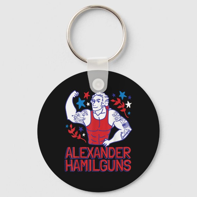 Alexander Hamilguns Hamilton 4th Of July Gym Instr Key Ring (Front)
