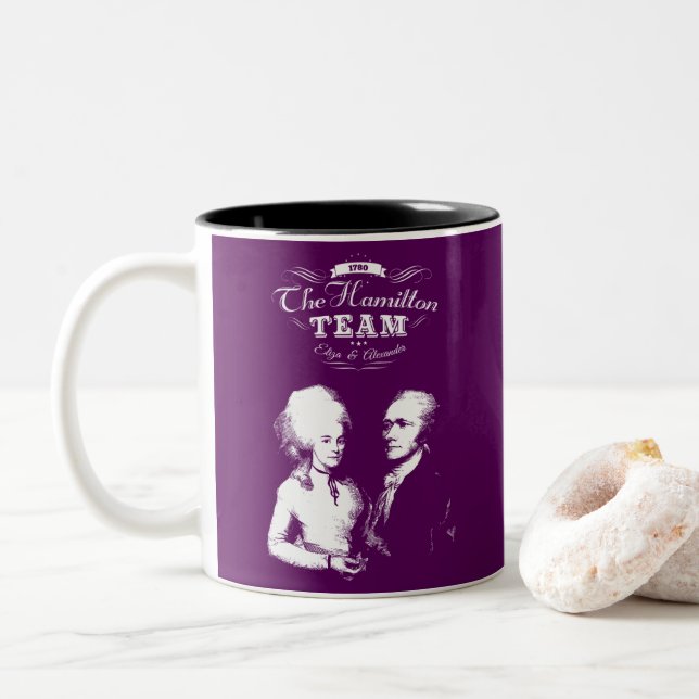 Alexander Hamilton, Eliza. History Gifts. Portrait Two-Tone Coffee Mug (With Donut)