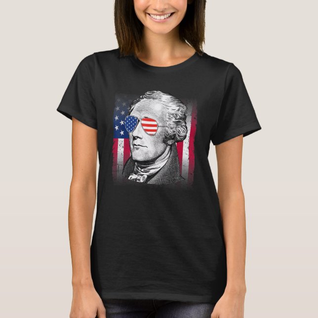 Alexander Hamilton USA Flag Patriotic American 4th T-Shirt (Front)