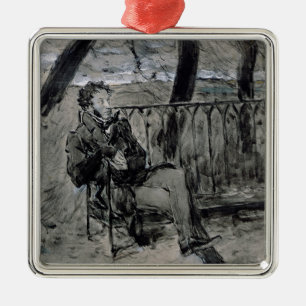 Alexander Pushkin  in a Park, 1899 Metal Tree Decoration