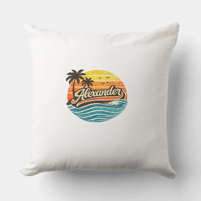 Alexander Retro Sunset Name Design Cushion (Front)