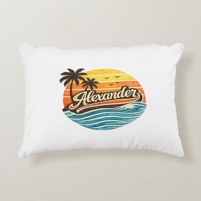 Alexander Retro Sunset Name Design Decorative Cushion (Front)
