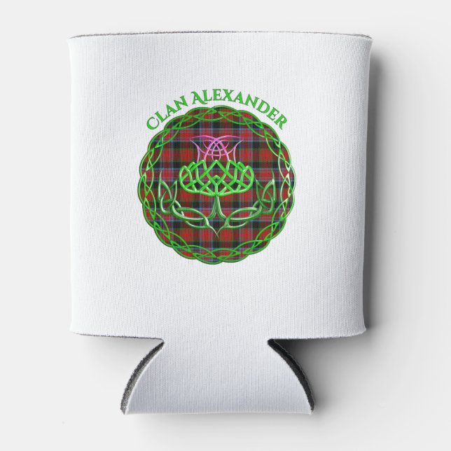 Alexander Scottish Tartan Celtic Thistle Can Cooler (Front)