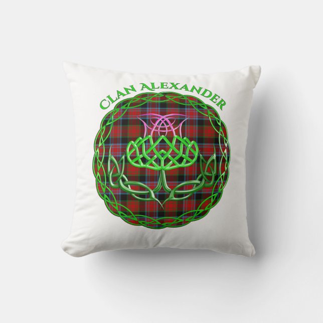 Alexander Scottish Tartan Celtic Thistle Cushion (Front)