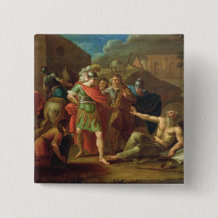 Alexander the Great visits Diogenes at Corinth 15 Cm Square Badge