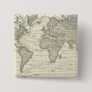 Alexander von Humboldt's system isothermal curves 15 Cm Square Badge