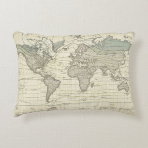 Alexander von Humboldt's system isothermal curves Decorative Cushion