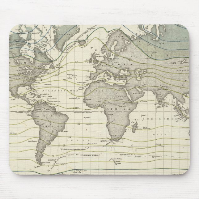 Alexander von Humboldt's system isothermal curves Mouse Mat (Front)