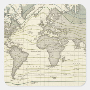 Alexander von Humboldt's system isothermal curves Square Sticker
