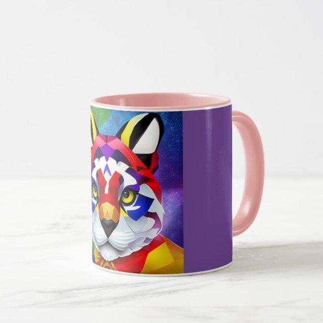 Alexander's Cat purple and pink center combo mug (Front Right)
