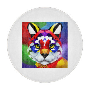 Alexander's Cat white round glass cutting board