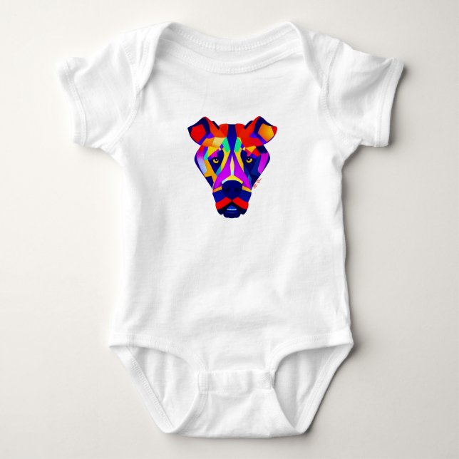 Alexander's Dog baby white bodysuit (Front)