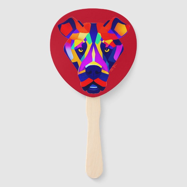 Alexander's Dog red paddle hand fans (Front)