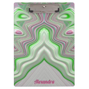 ALEXANDRA ~ PASTEL 3D! Pink, Green White GLOSSY Cl Clipboard