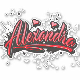 Alexandra red Heart Graffiti Sticker