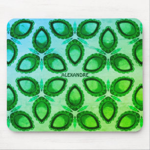 ALEXANDRE ~ Abstract Green Pattern ~ Personalised  Mouse Mat