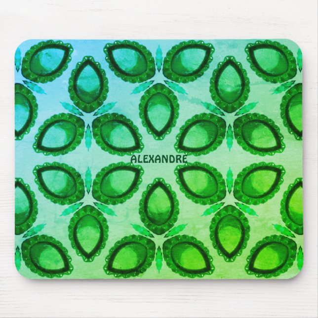 ALEXANDRE ~ Abstract Green Pattern ~ Personalized  Mouse Mat (Front)