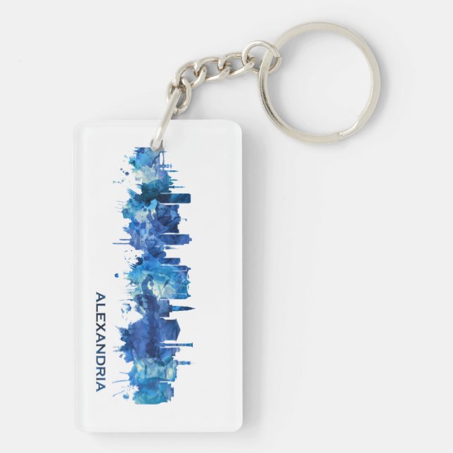 Alexandria Egypt Skyline Blue Key Ring (Back)